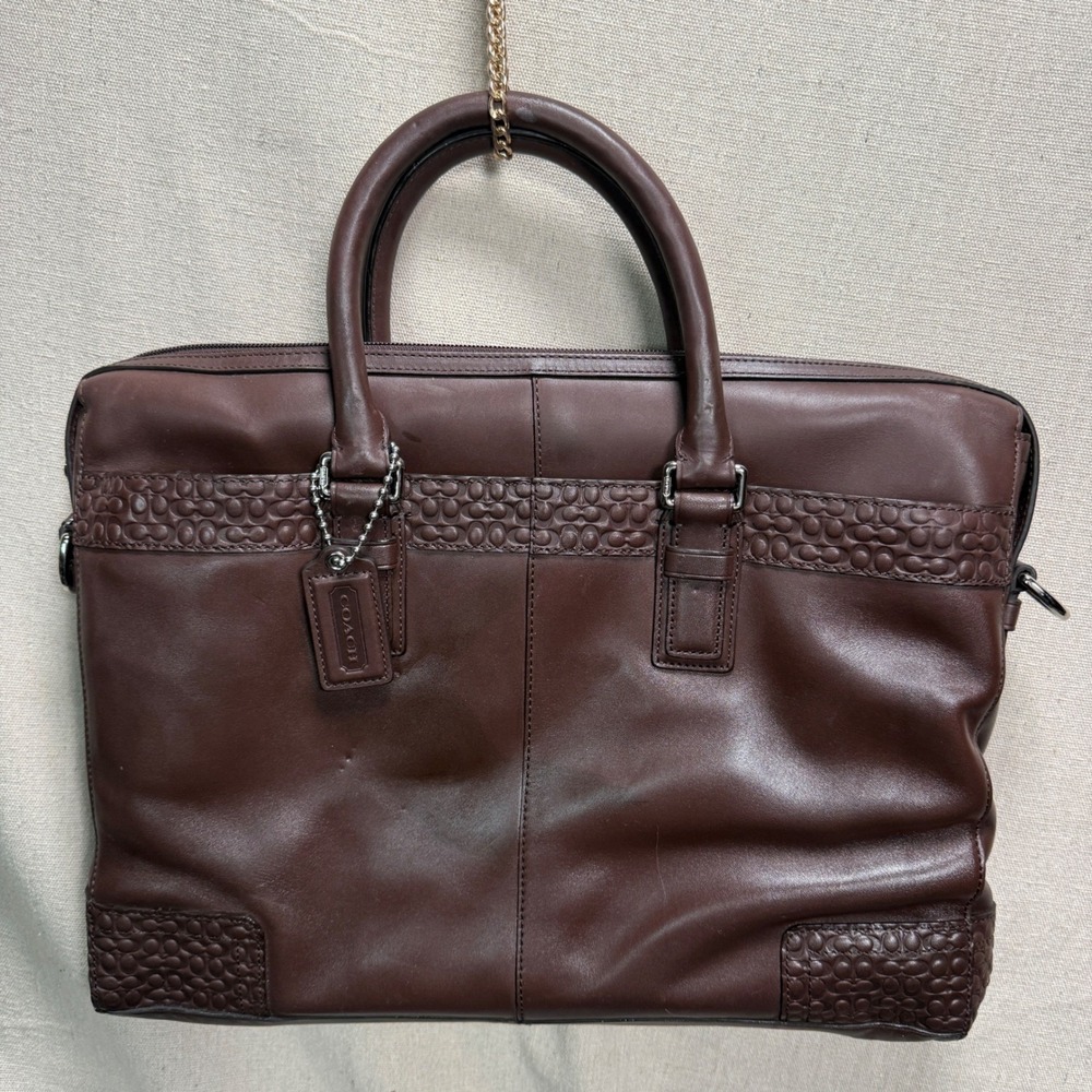 Coach Thompson Heritage Leather Slim Briefcase Mahogany Brown F70454 - Picture 5 of 16